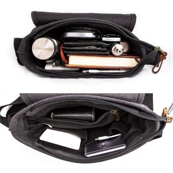 Canvas Messenger Bag Small Crossbody Bag Casual Travel Working Tools Bag - Picture 4 of 8